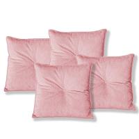 Kit 4 Almofadas Quadradas Tina Com Botão Central Veludo - 7 Decor Rosa - 1