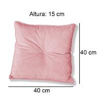 Kit 4 Almofadas Quadradas Tina Com Botão Central Veludo - 7 Decor Rosa - 4