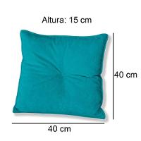 Kit 4 Almofadas Quadradas Tina Com Botão Central Boucle - 7 Decor Azul Turquesa - 4