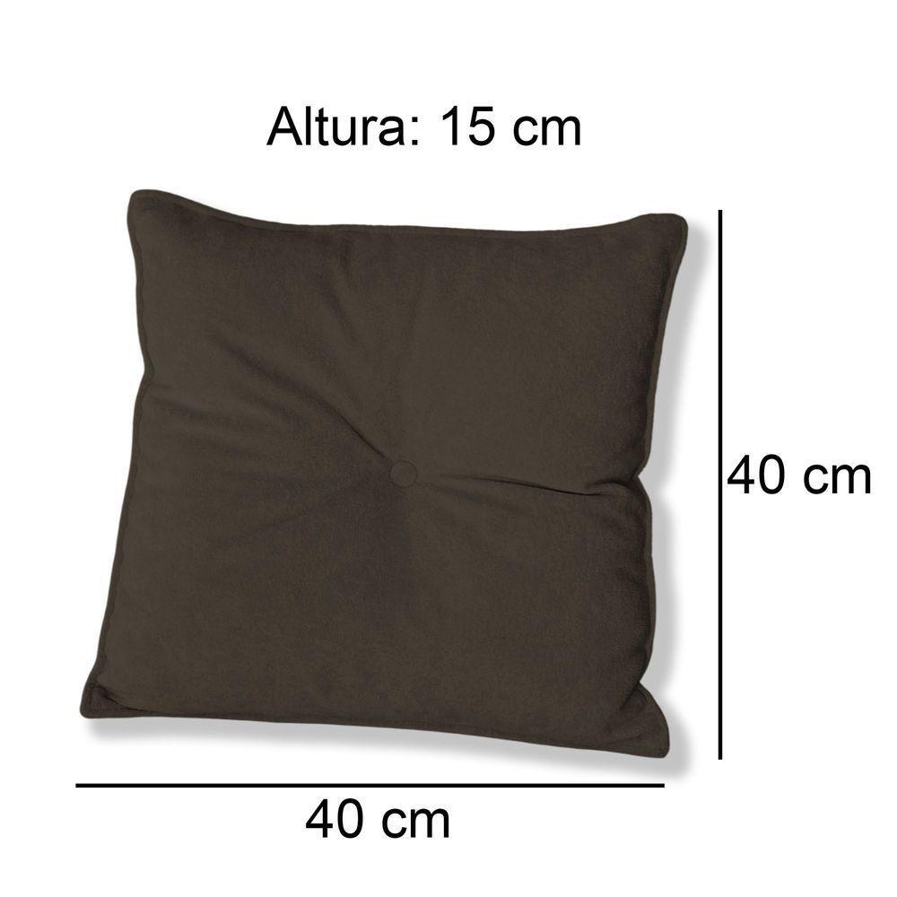 Kit 4 Almofadas Quadradas Tina Com Botão Central Veludo - 7 Decor Marrom - 4