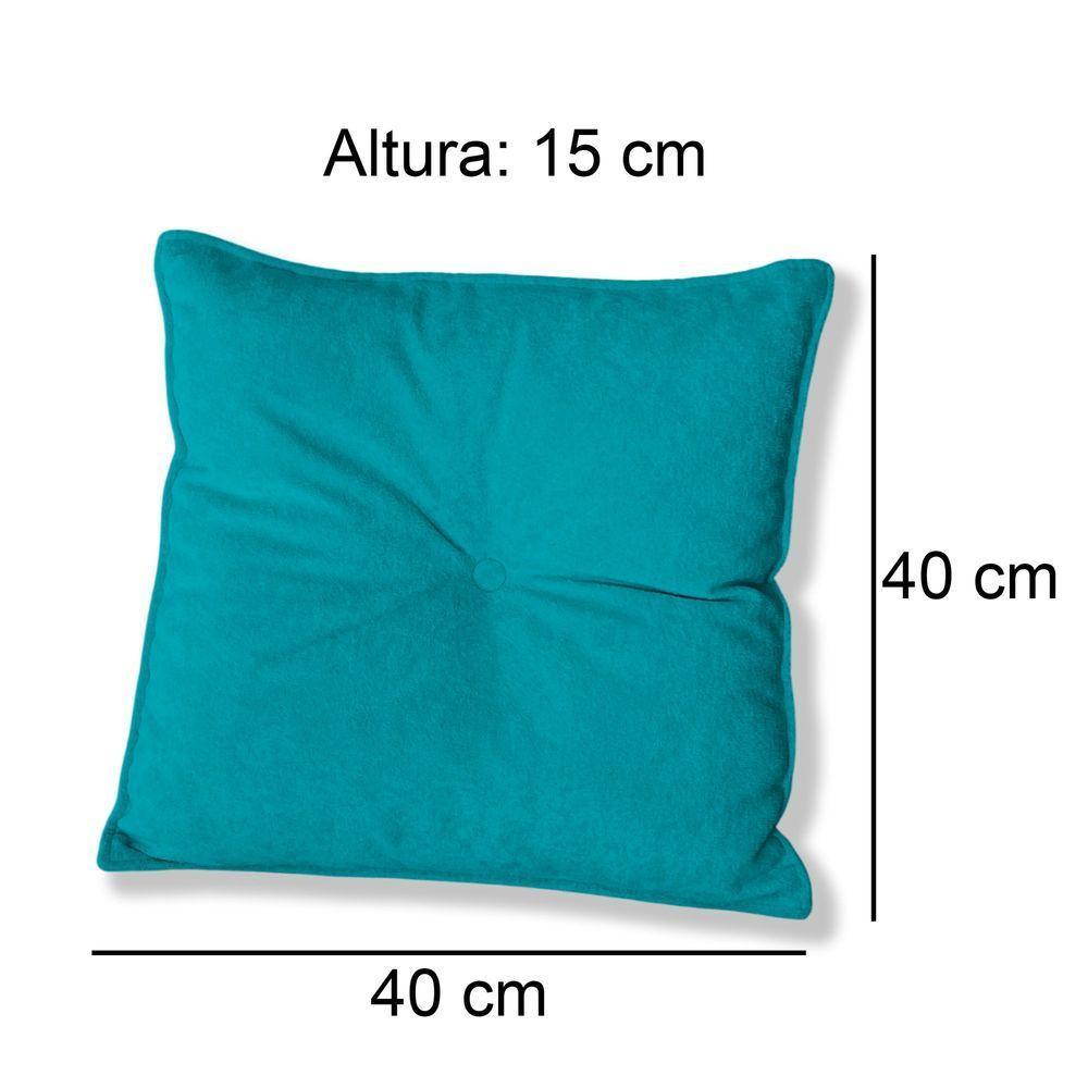 Kit 2 Almofadas Quadradas Tina Com Botão Central Boucle - 7 Decor Azul Turquesa - 4