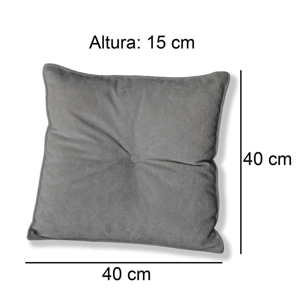 Kit 4 Almofadas Quadradas Tina Com Botão Central Boucle - 7 Decor Cinza Escuro - 4