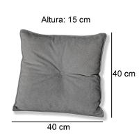 Kit 4 Almofadas Quadradas Tina Com Botão Central Boucle - 7 Decor Cinza Escuro - 4
