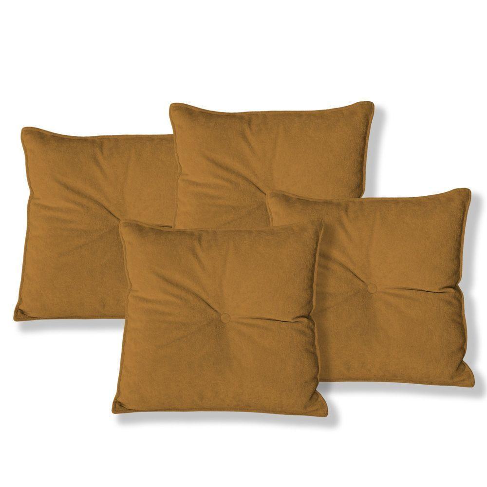 Kit 4 Almofadas Quadradas Tina Com Botão Central Boucle - 7 Decor Terracota - 1