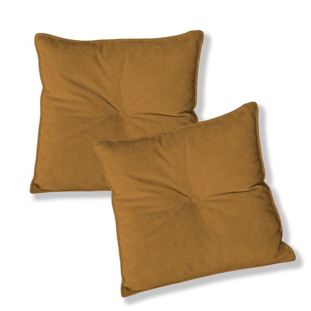 Kit 2 Almofadas Quadradas Tina Com Botão Central Boucle - 7 Decor Terracota - 1
