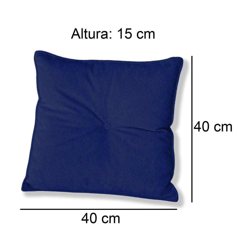 Kit 2 Almofadas Quadradas Tina Com Botão Central Boucle - 7 Decor Azul Marinho - 4