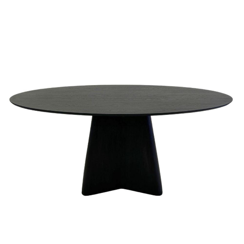 Mesa De Jantar Cone Lazo Oval 140x90 Cm Tampo Ébano Base Ébano Preto - 1