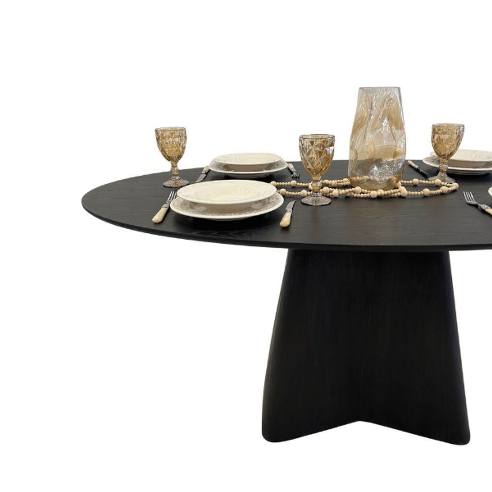 Mesa De Jantar Cone Lazo Oval 140x90 Cm Tampo Ébano Base Ébano Preto - 5