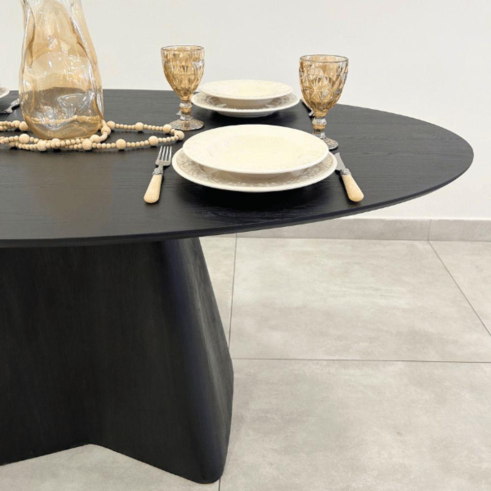 Mesa De Jantar Cone Lazo Oval 140x90 Cm Tampo Ébano Base Ébano Preto - 6