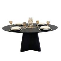Mesa De Jantar Cone Lazo Oval 140x90 Cm Tampo Ébano Base Ébano Preto