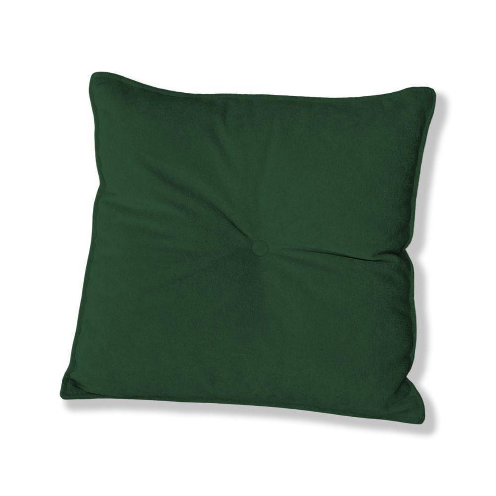 Almofada Quadrada Tina Com Botão Central Boucle - 7 Decor Verde Escuro - 1