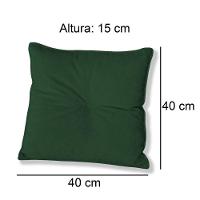 Almofada Quadrada Tina Com Botão Central Boucle - 7 Decor Verde Escuro - 4