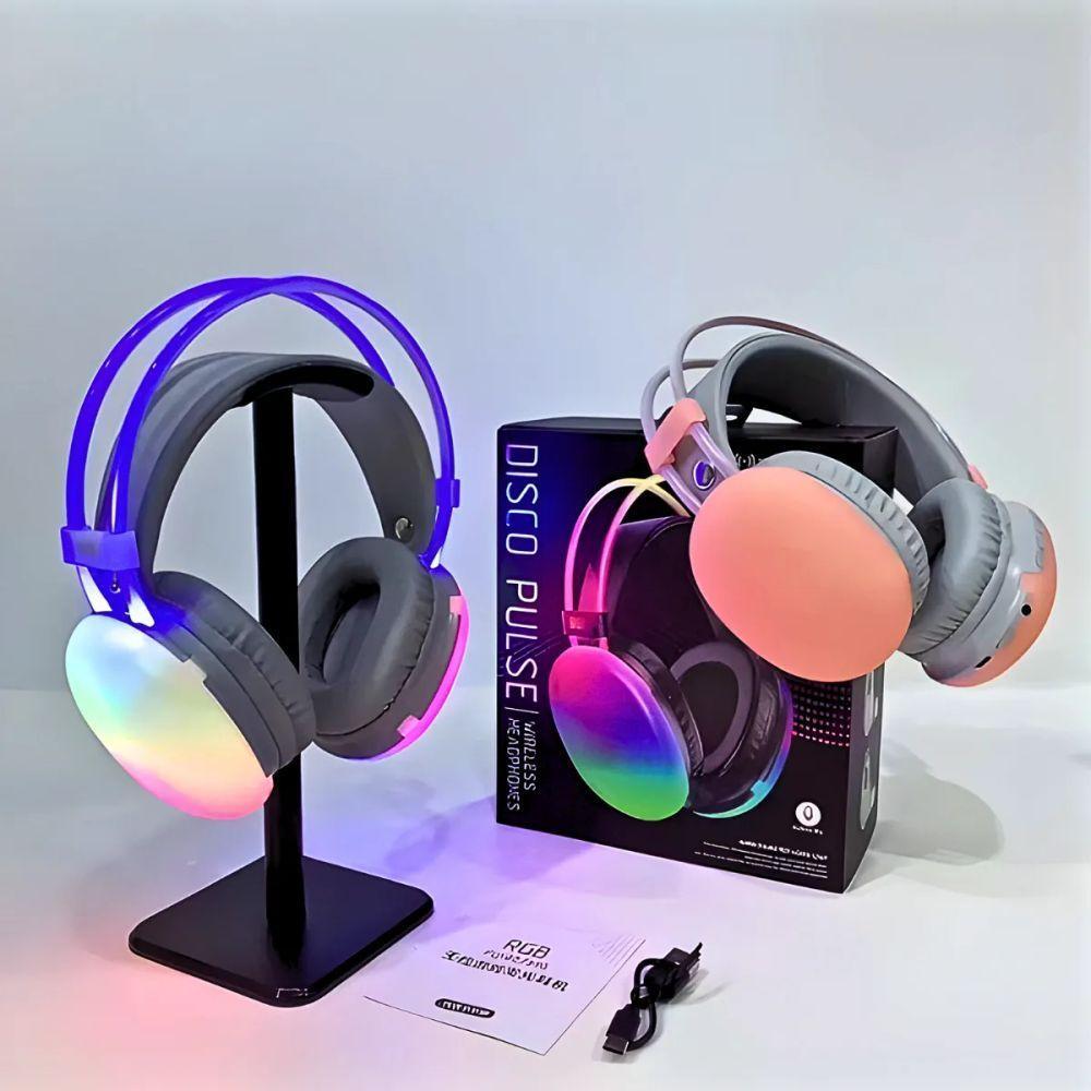 Fone De Ouvido Sem Fio Bluetooth V5.3 Com Led - Rosa - 2