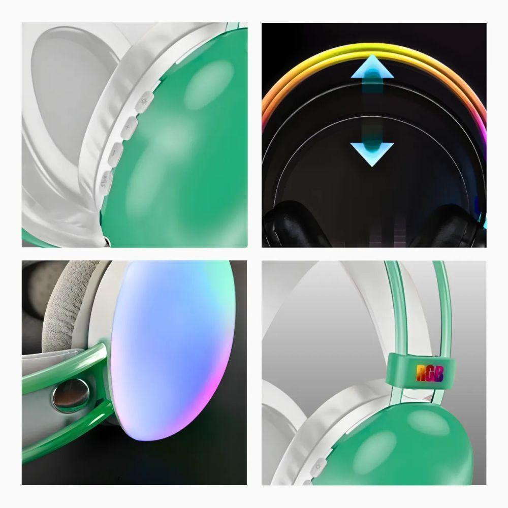 Fone De Ouvido Sem Fio Bluetooth V5.3 Com Led - Verde - 6