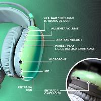 Fone De Ouvido Sem Fio Bluetooth V5.3 Com Led - Verde - 7