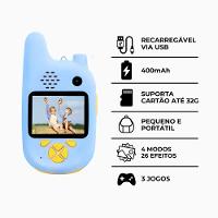 Walkie Talkie Infantil Com Câmera Digital Para Crianças Azul - 8