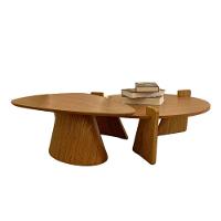 Conjunto Mesa Fluid De Centro Orgânica 120x80cm & Redonda 100cm Madeira Freijó - 3