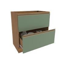 Balcão 2 Gavetas Kappesberg Celeste 100% Mdf Nogueira/ Verde Oliva 80cm - 2