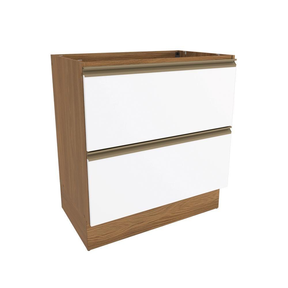 Balcão 2 Gavetas Kappesberg Celeste 100% Mdf Nogueira/branco 80cm - 1
