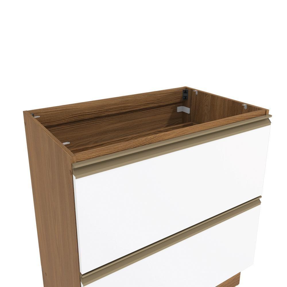 Balcão 2 Gavetas Kappesberg Celeste 100% Mdf Nogueira/branco 80cm - 5