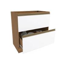 Balcão 2 Gavetas Kappesberg Celeste 100% Mdf Nogueira/branco 80cm - 2