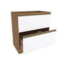 Balcão 2 Gavetas Kappesberg Celeste 100% Mdf Nogueira/branco 80cm