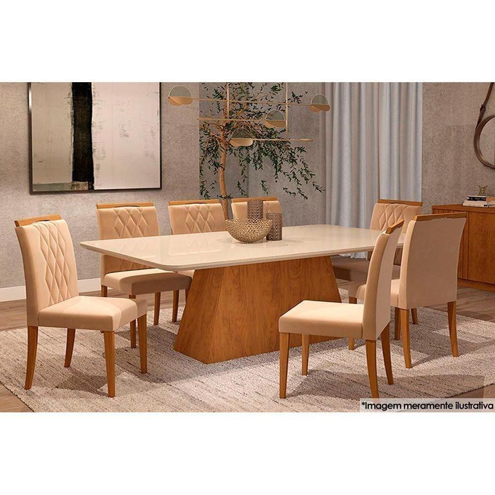 Cadeira Sala De Jantar Juliana Kit 6 Un Madeira/Suede Nude - Cimol - 2