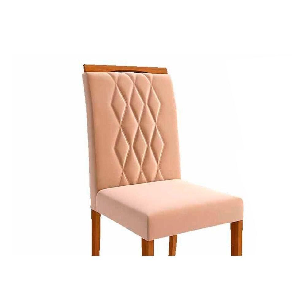 Cadeira Sala De Jantar Juliana Kit 6 Un Madeira/Suede Nude - Cimol - 6