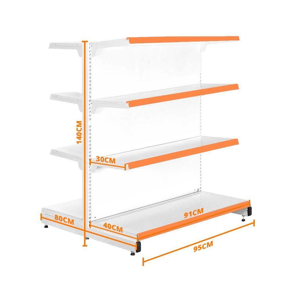 Gôndola Prateleira Para Supermercado 4 Níveis 40x30 New Plus 1,40 Central Inicial Pe Laranja - Sa Gôndolas - 2
