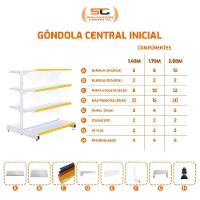 Gôndola Prateleira Para Supermercado 4 Níveis 40x30 New Plus 1,40 Central Inicial Pe Laranja - Sa Gôndolas