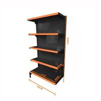 Gôndola Prateleira Preta Para Supermercado 5 Níveis 40x30 New Plus 1,70 Parede Continuação Pe Laranja - Sa Gôndolas - 2