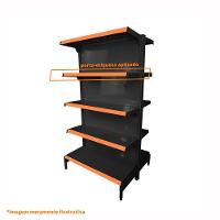 Gôndola Prateleira Preta Para Supermercado 5 Níveis 40x30 New Plus 1,70 Central Inicial Pe Laranja - Sa Gôndolas - 3