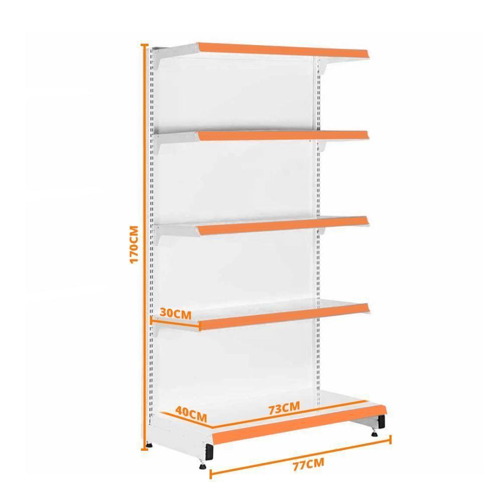 Gôndola Prateleira Para Supermercado 5 Níveis 40x30 New Plus 1,70 Ponta Pe Laranja - Sa Gôndolas - 2