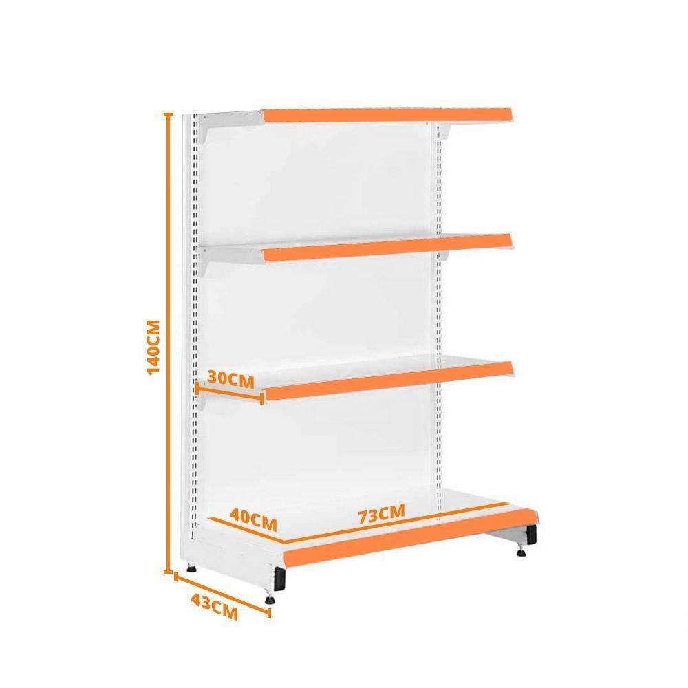 Gôndola Prateleira Para Supermercado 4 Níveis 40x30 New Plus 1,40 Ponta Pe Laranja - Sa Gôndolas - 2