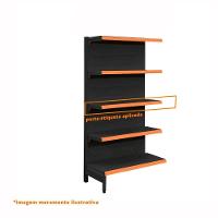 Gôndola Prateleira Preta Para Supermercado 5 Níveis 40x30 New Plus 1,70 Central Continuação Pe Laranja - Sa Gôndolas - 3