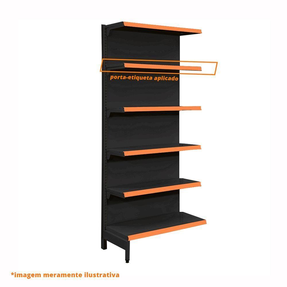 Gôndola Prateleira Preta Para Supermercado 6 Níveis 40x30 New Plus 2,00 Parede Continuação Pe Laranja - Sa Gôndolas - 3