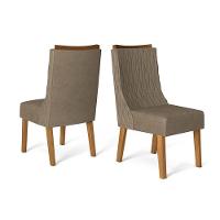Cadeira Sala de Jantar Jade Kit 2 Un Carvalho Nobre/Veludo Pecan - DJ Móveis - 1