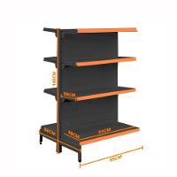 Gôndola Prateleira Preta Para Supermercado 4 Níveis 40x30 New Plus 1,40 Central Continuação Pe Laranja - Sa Gôndolas - 2