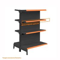 Gôndola Prateleira Preta Para Supermercado 4 Níveis 40x30 New Plus 1,40 Central Continuação Pe Laranja - Sa Gôndolas - 3