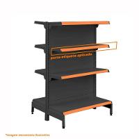 Gôndola Prateleira Preta Para Supermercado 4 Níveis 40x30 New Plus 1,40 Central Inicial Pe Laranja - Sa Gôndolas - 3