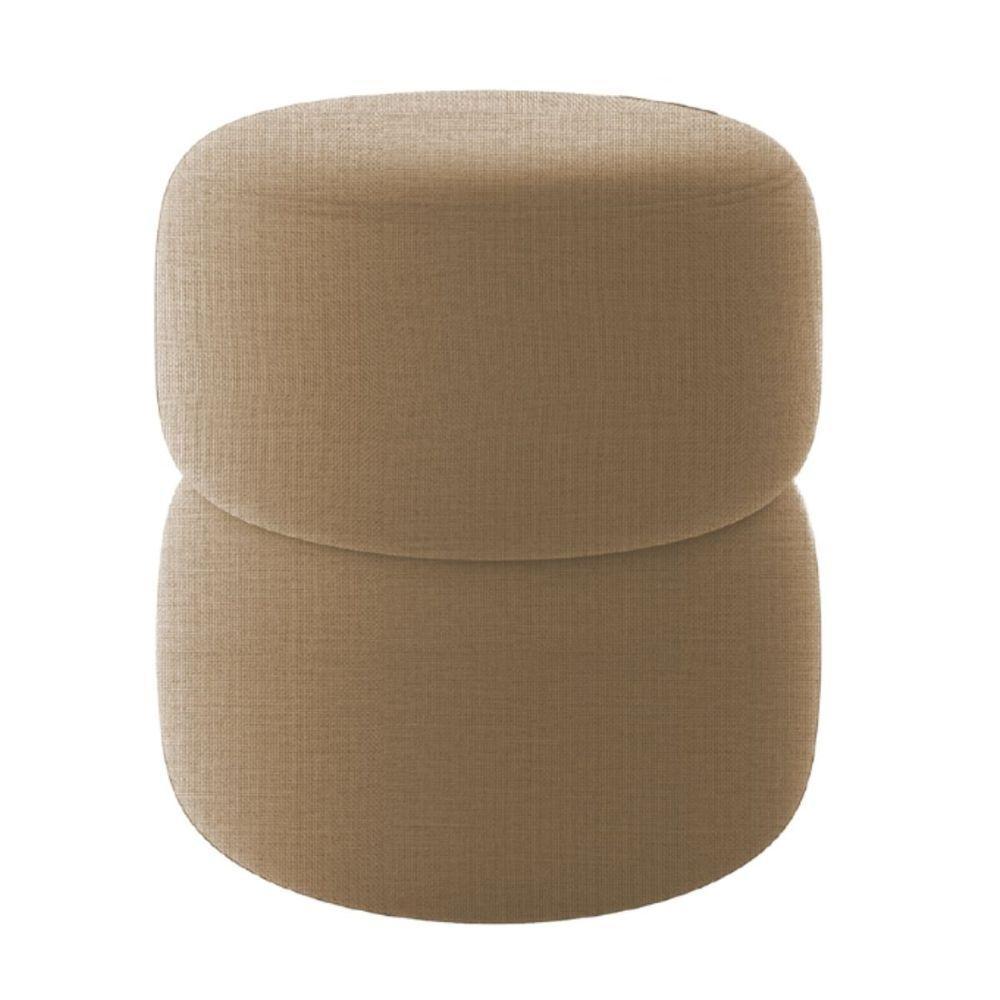 Kit 2 Poltrona Decorativa Puff Sala Moderno Escritório Lana Linho Bege - 9