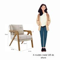 Kit 2 Poltrona Decorativa Puff Sala Moderno Escritório Lana Linho Bege - 2