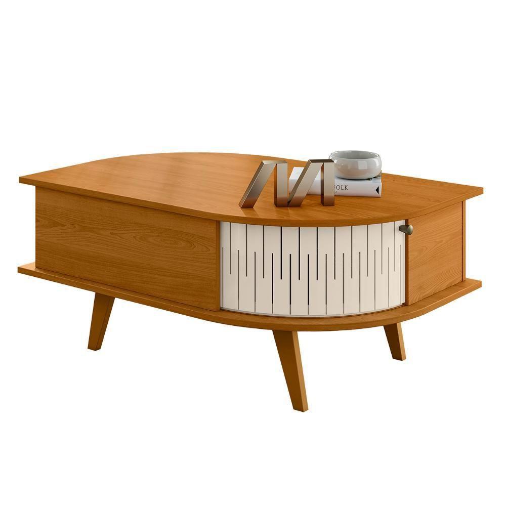 Mesa De Centro Para Sala 90cm Indy Z10 Off-cinamomo - Mpozenato - 1