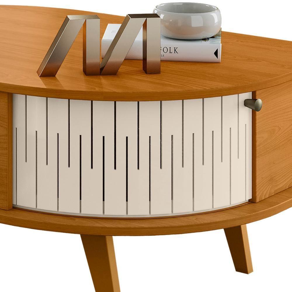Mesa De Centro Para Sala 90cm Indy Z10 Off-cinamomo - Mpozenato - 6