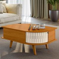 Mesa De Centro Para Sala 90cm Indy Z10 Off-cinamomo - Mpozenato - 2