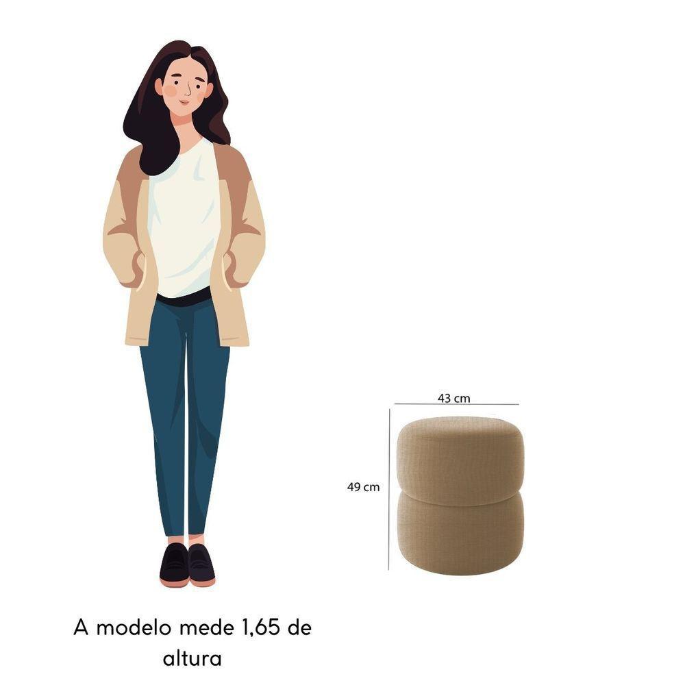 Kit Poltrona E Puff Decorativo Luxo Sala Escritório Lana Linho Bege - 8