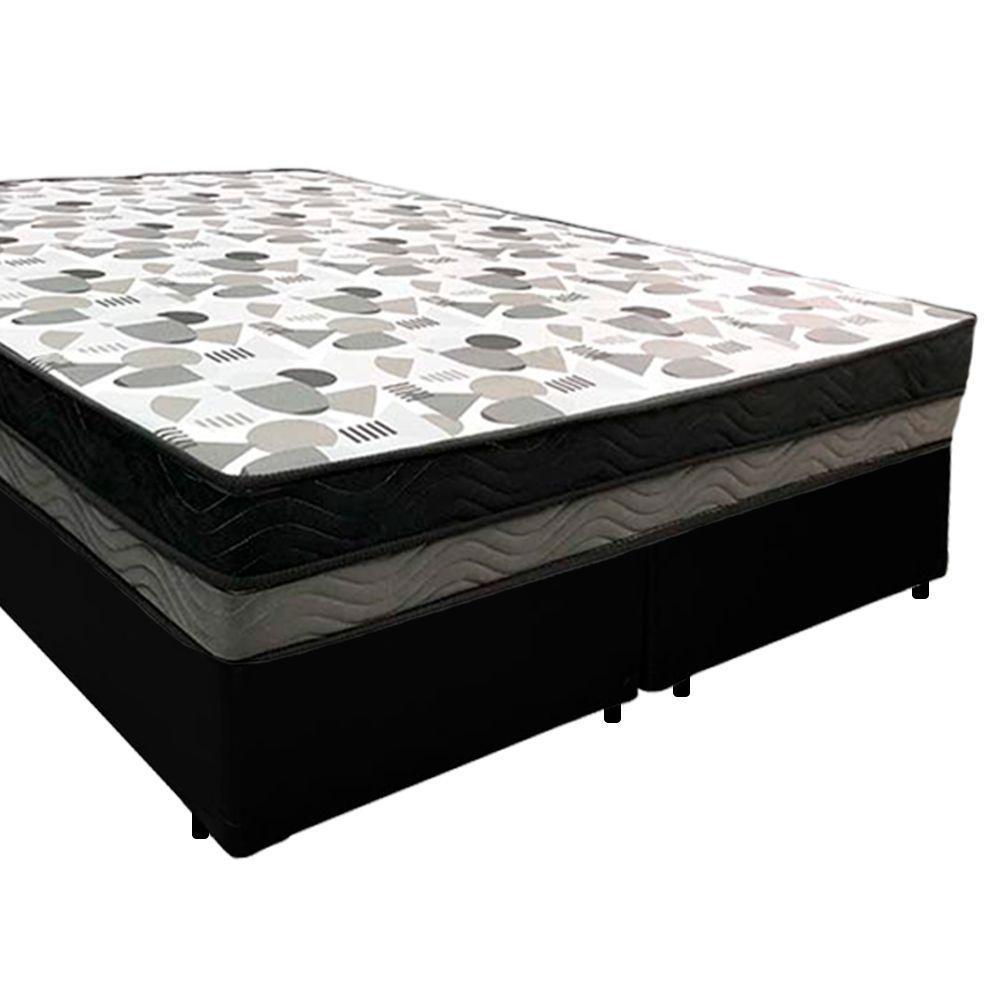 Cama Box Casal Sintético Bipartido + Colchão Ortobom Iso Dupla Face 138x188x60 Preto - 7