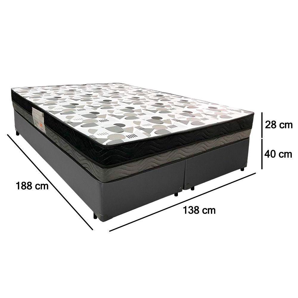 Cama Box Casal Sintético Bipartido + Colchão Ortobom Iso Dupla Face 138x188x60 Cinza - 3