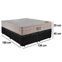Cama Box Baú Casal Suede Bipartido + Colchão Ortobom Airtech Molas Ensacadas 138x188x65 Preto - 3
