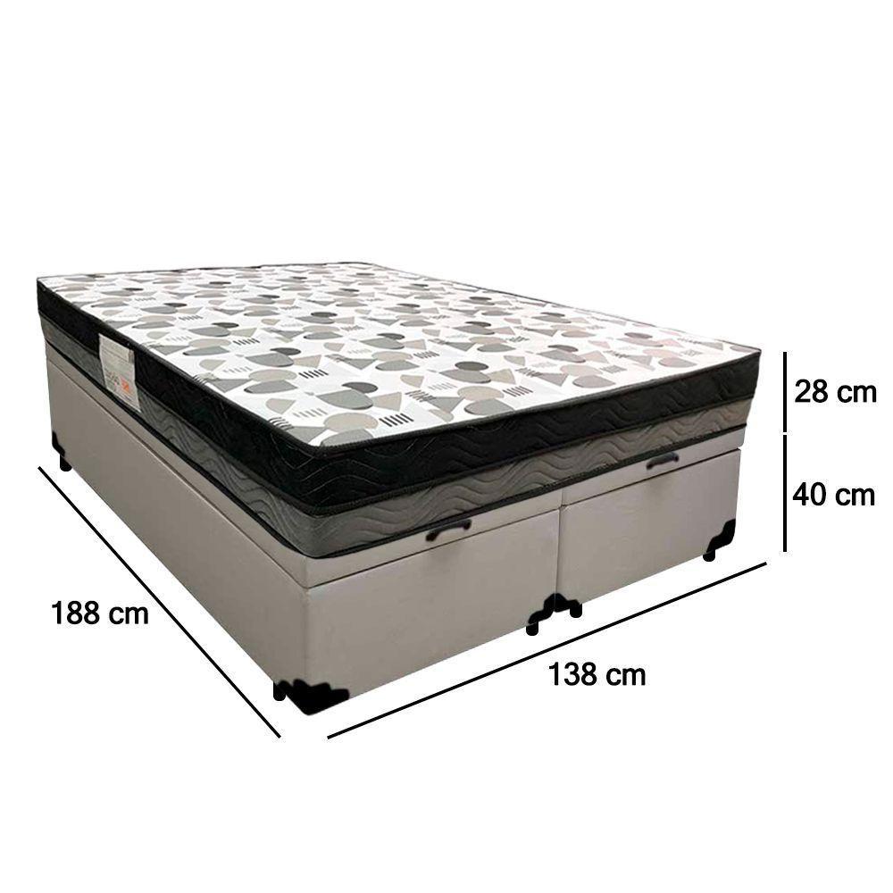Cama Box Baú Casal Sintético Bipartido + Colchão Ortobom Iso Dupla Face 138x188x60 Branco - 3